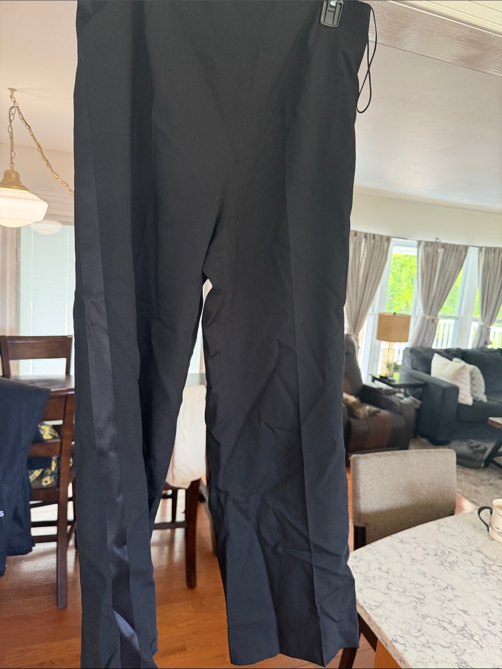 Lourdes Chavez Classic Black Tailored Pants with Subtle Side Stripe
